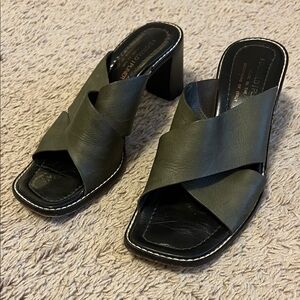 Donald J. Pliner Dark Green Heeled Mules